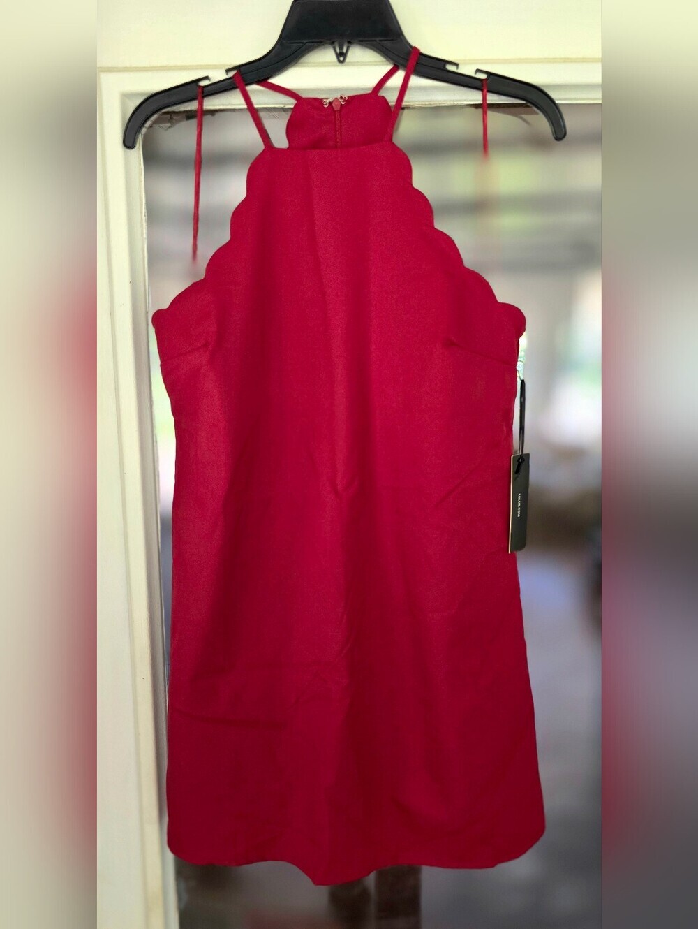 New Lulus Endlessly Endearing Romantic Scalloped Wine Red Dress Sz Small